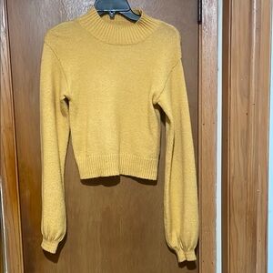 Wild Fable Yellow Cowl Neck Sweater with Cropped Style